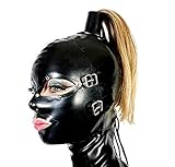 OnundOn BDSM Latex Kopfmaske Hood Fetish Kostüme Erotik Restrictions Abnehmbare Maske für Augen und Mund