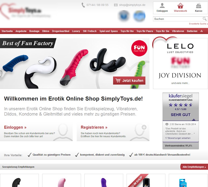 Simplytoys Erotikshop Screenshot