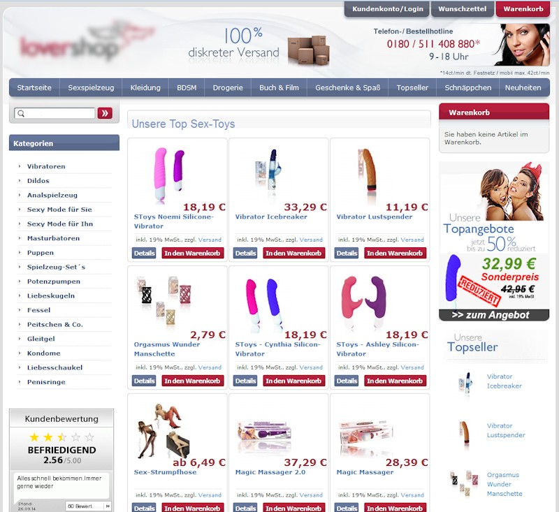 Lovershop Erotikshop Screenshot Webseite Lovershop Erotikshop Screenshot Webseite